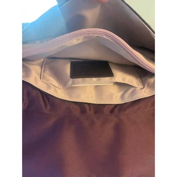 Coach Velvet Pleated Clutch Wristlet Black Purple Satin Snap Closure Evening Bag - Picture 4 of 14